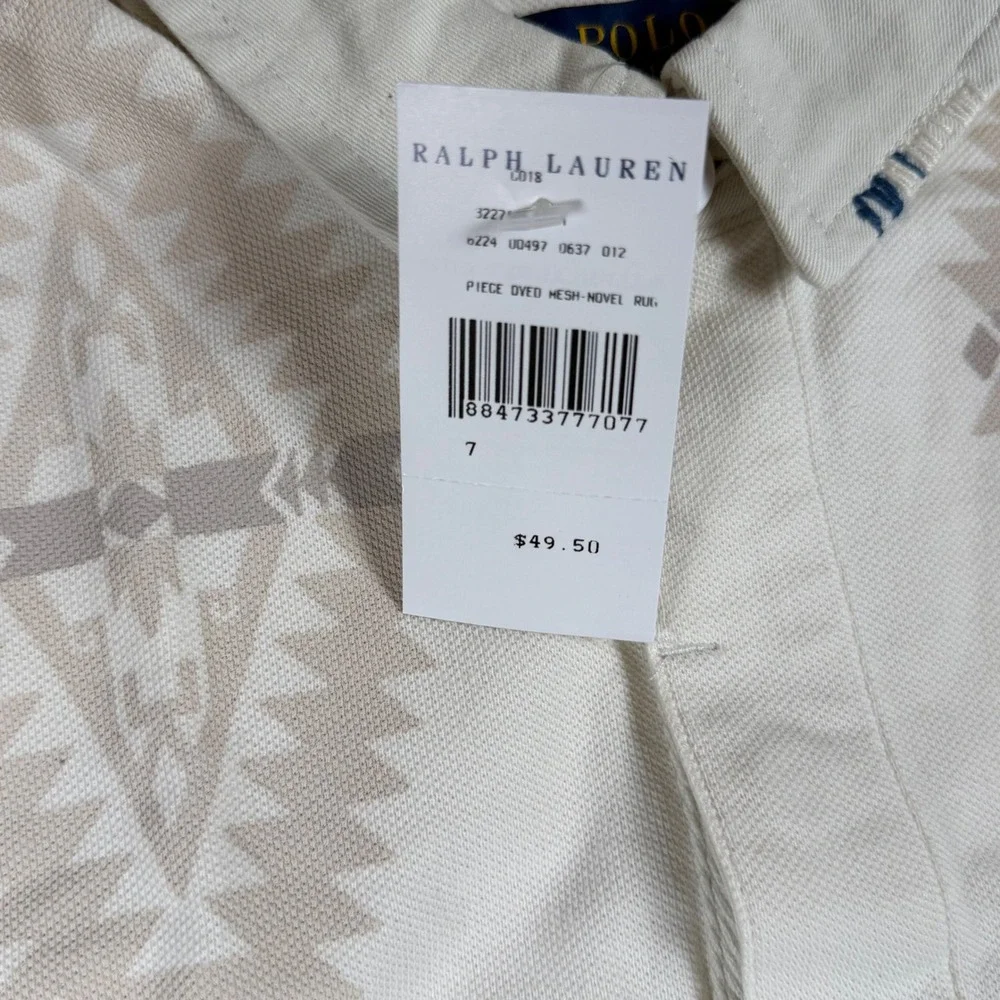 Polo Ralph Lauren Boys Size 7 White Piece Dyed Mesh Novel Rug Polo Shirt NWT